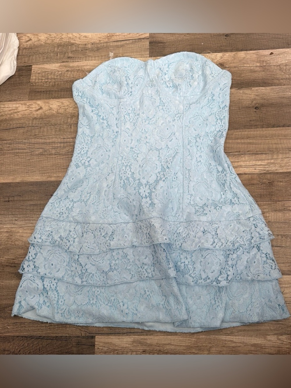 Strapless Light Blue Lace Dress